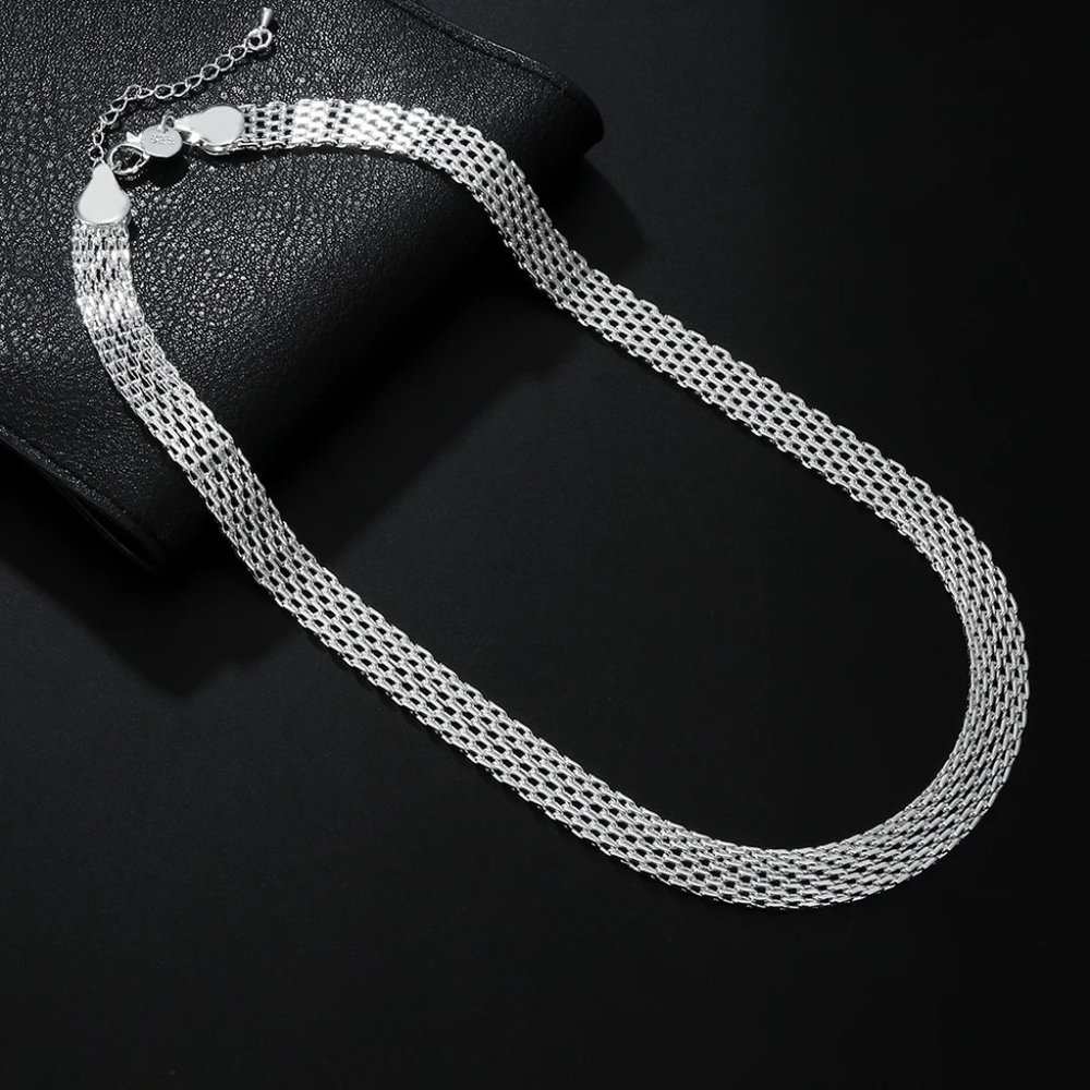 Beautiful 2 Pc. Necklace and Bracelet Set Mesh / Net - 925 Sterling Silver - Picture 10 of 13